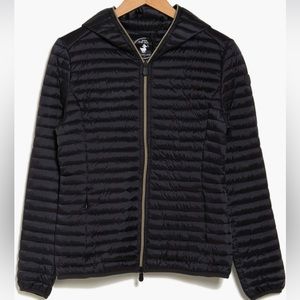 NWT Save The Duck Womens Black Water Resistant Shiny Hooded Puffer Jacket Size S